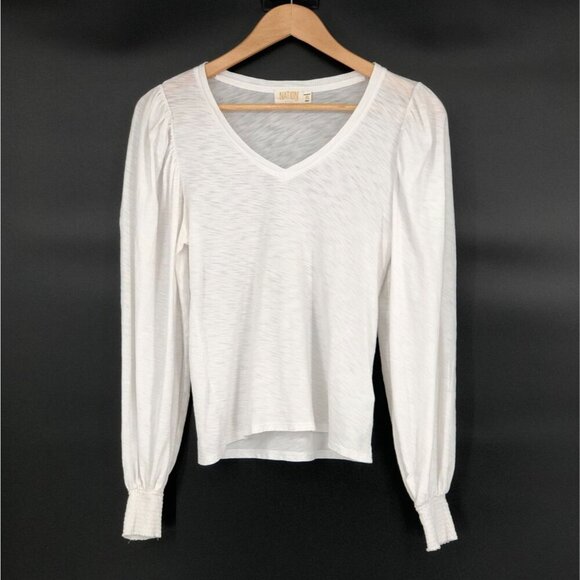 Nation LTD Tops - Nation LTD Women's Puff Sleeve Pima Cotton Blouse XS White Regency Heritage